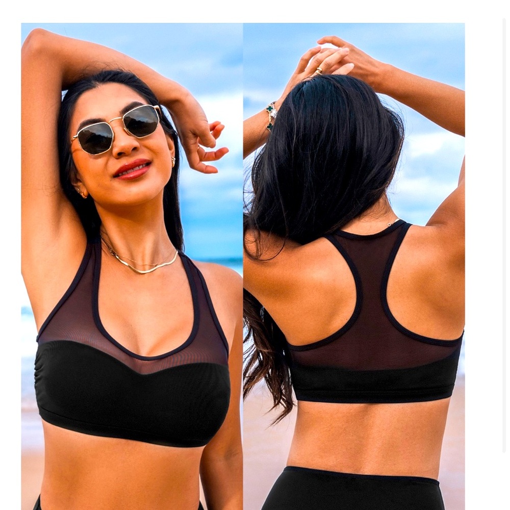 Black racerback swimsuit top